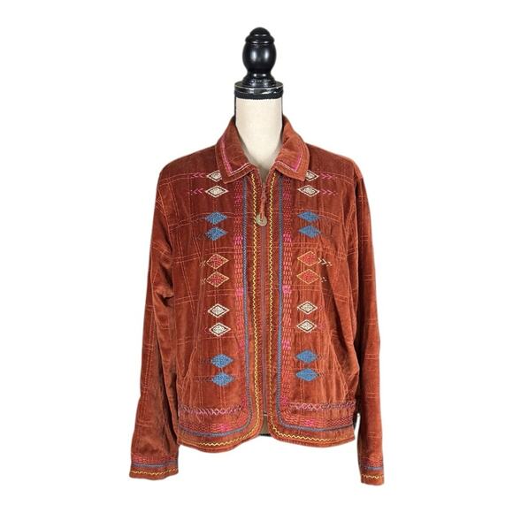 Coldwater Creek Velvet Embroidered Western Aztec Jacket - Picture 1 of 4